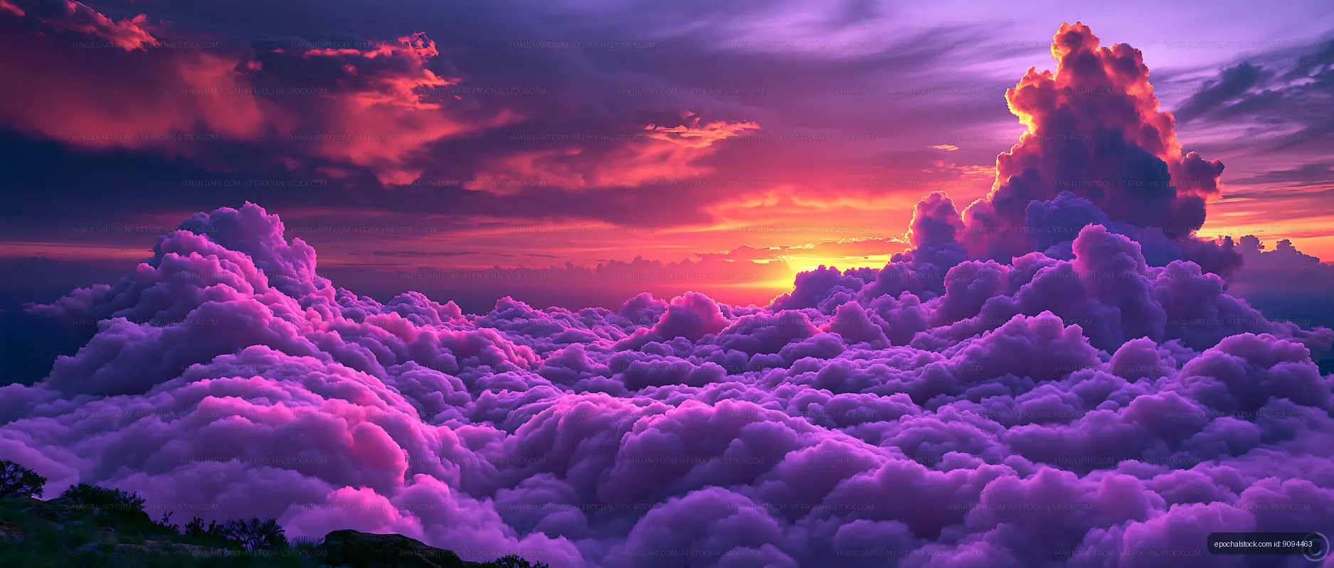 Colorful clouds during sunset over mountains