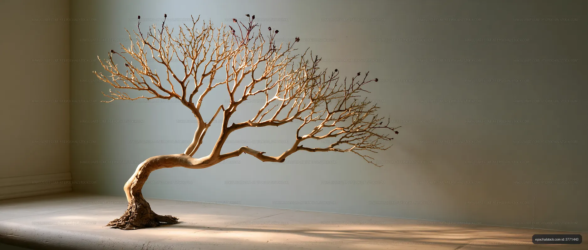 Bonsai tree in a minimalist indoor setting