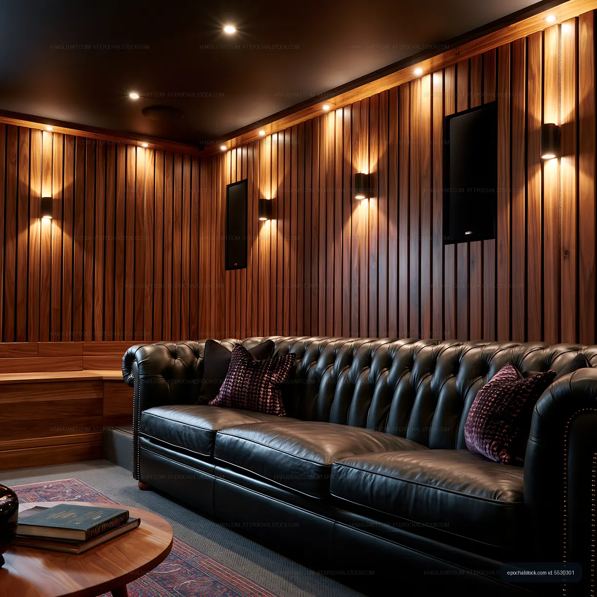 Comfortable leather sofa in a modern interior setting