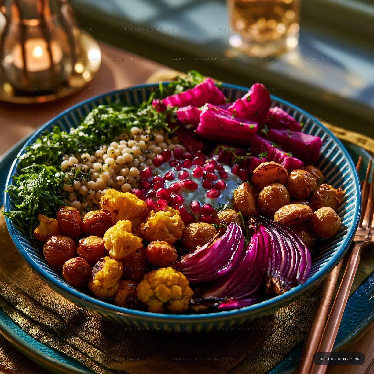 Colorful bowl of healthy food on table