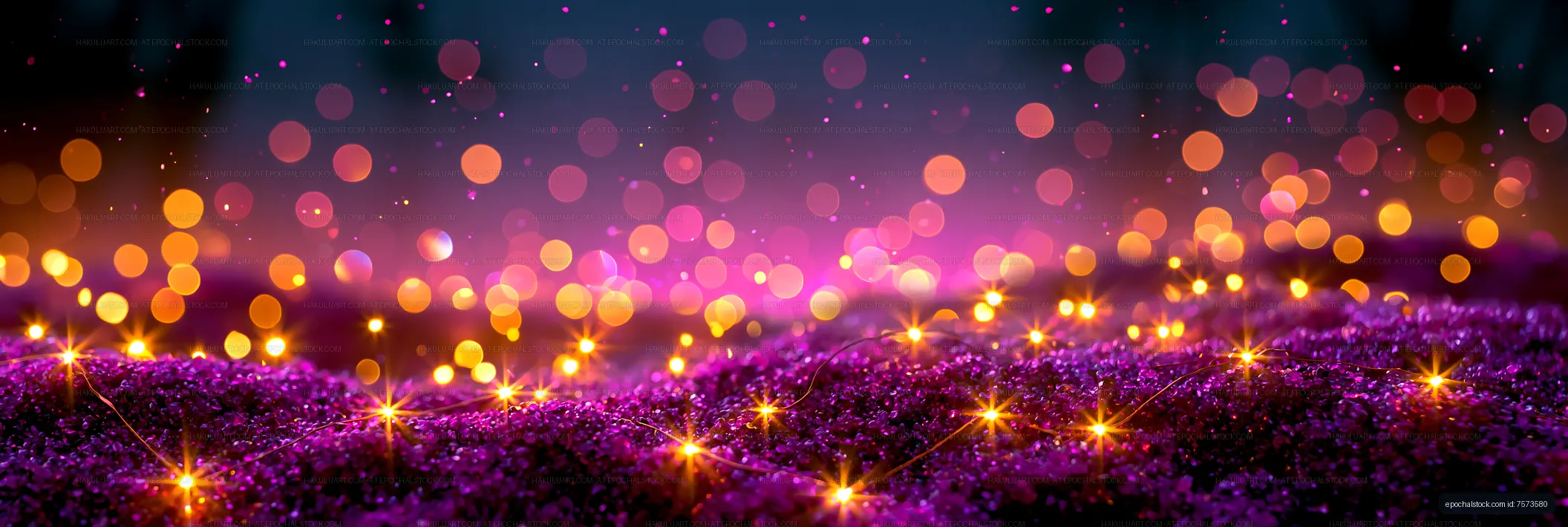 Sparkling lights on purple ground with bokeh effect