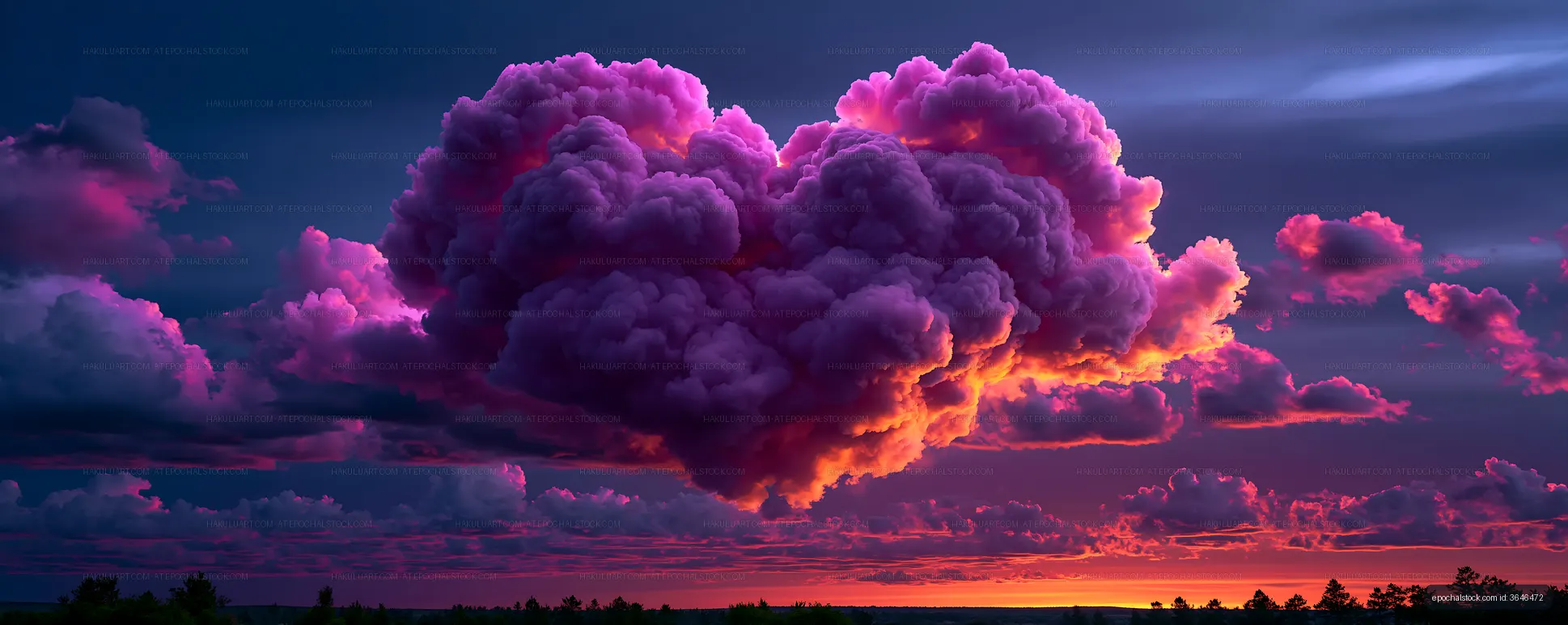 Colorful cloud formation in heart shape at sunset