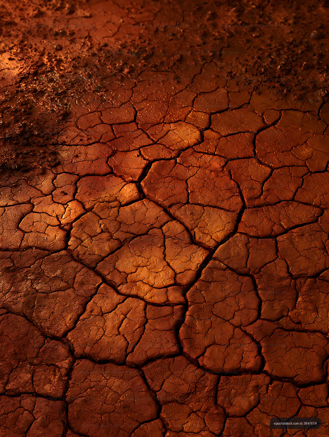 Cracked dry ground surface with rich brown texture