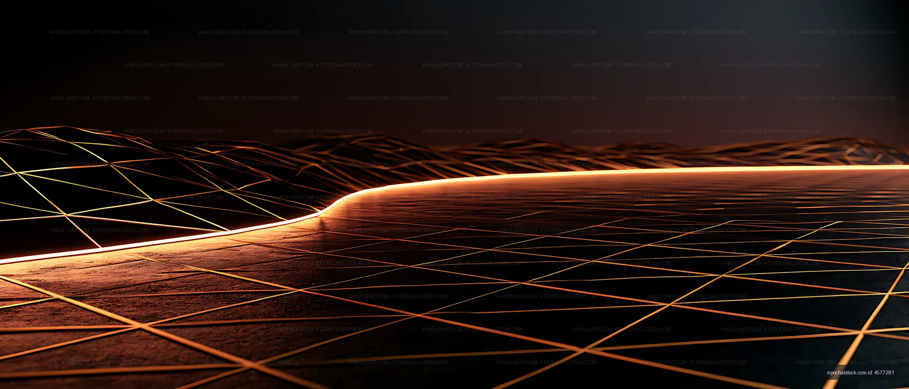 Abstract landscape with glowing lines and geometric patterns