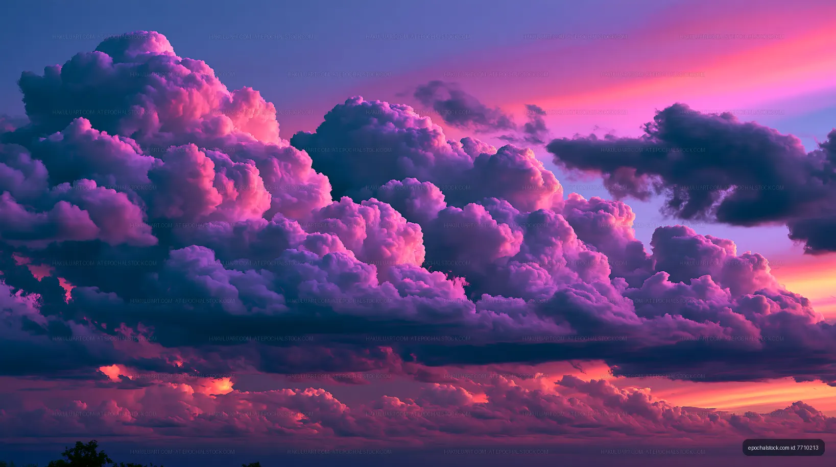Colorful clouds at sunset in the evening sky