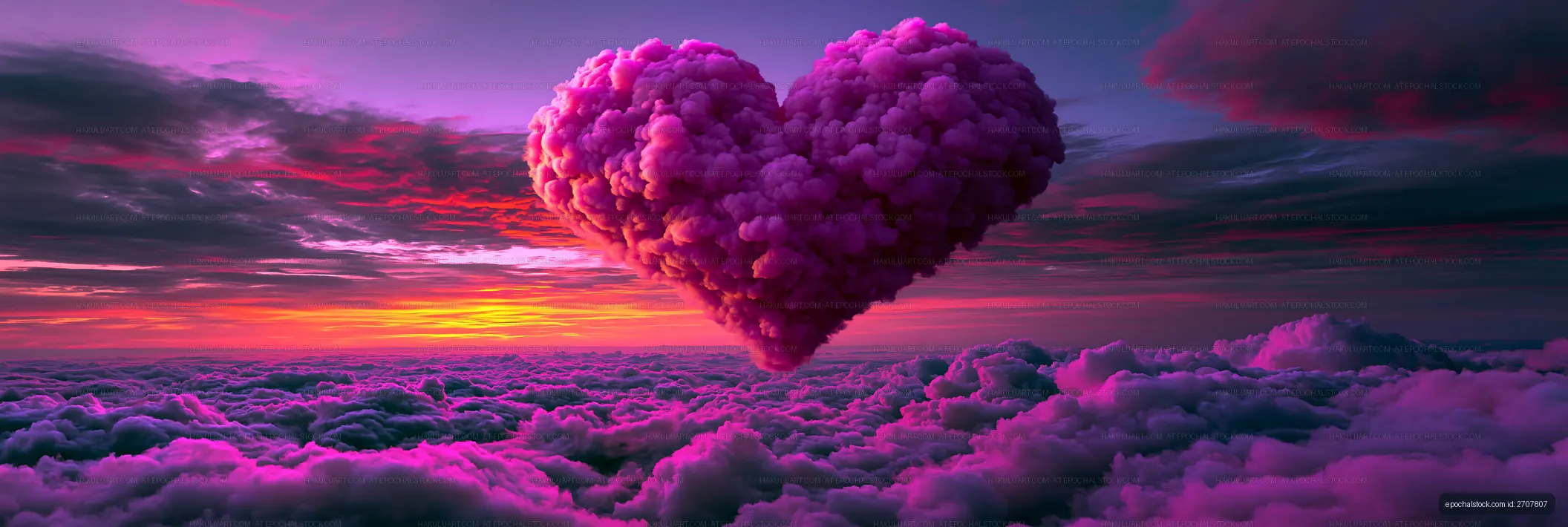 Clouds form a heart shape in the sky during sunset
