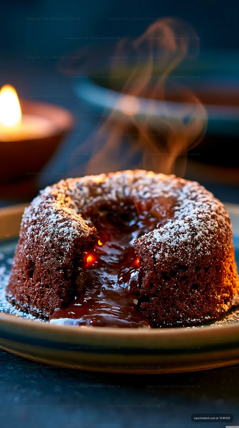 Chocolate lava cake on a plate with melting center