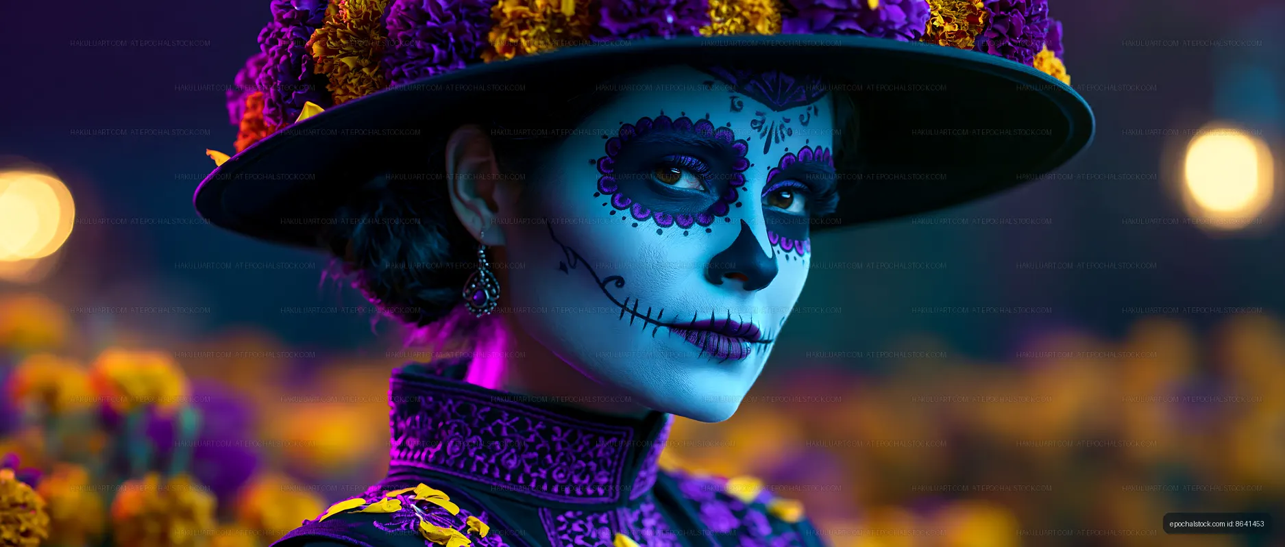 Woman in traditional dress celebrating Day of the Dead