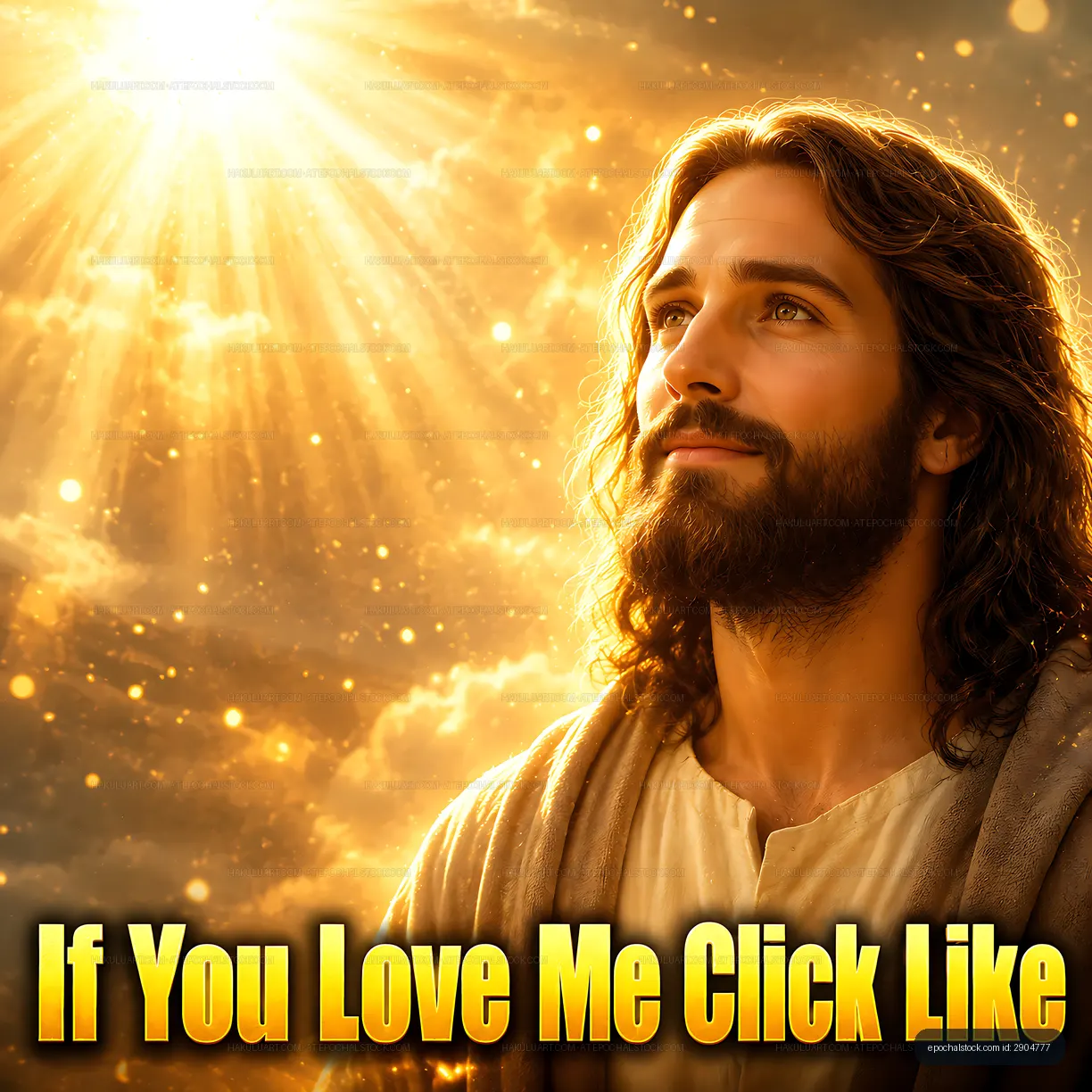 Man with long brown hair looking up at bright sunlit sky