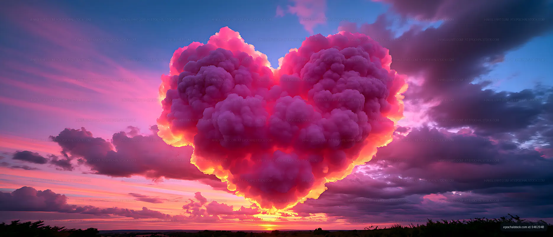 Glowing storm cloud in a colorful sunset sky