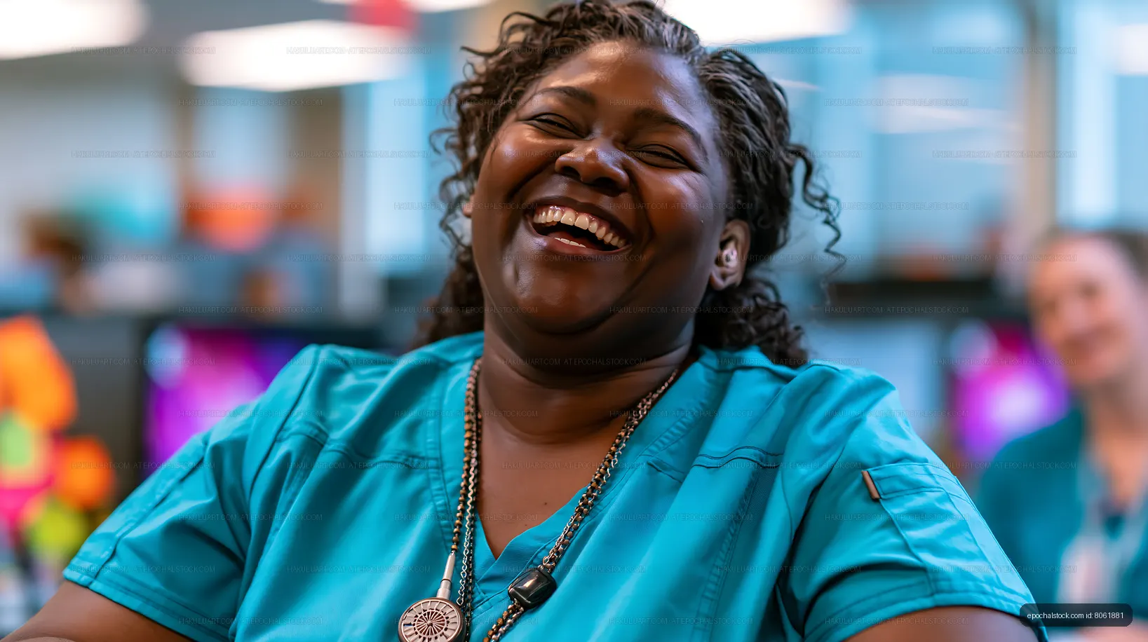 Close-up portrait of a woman laughing with joy