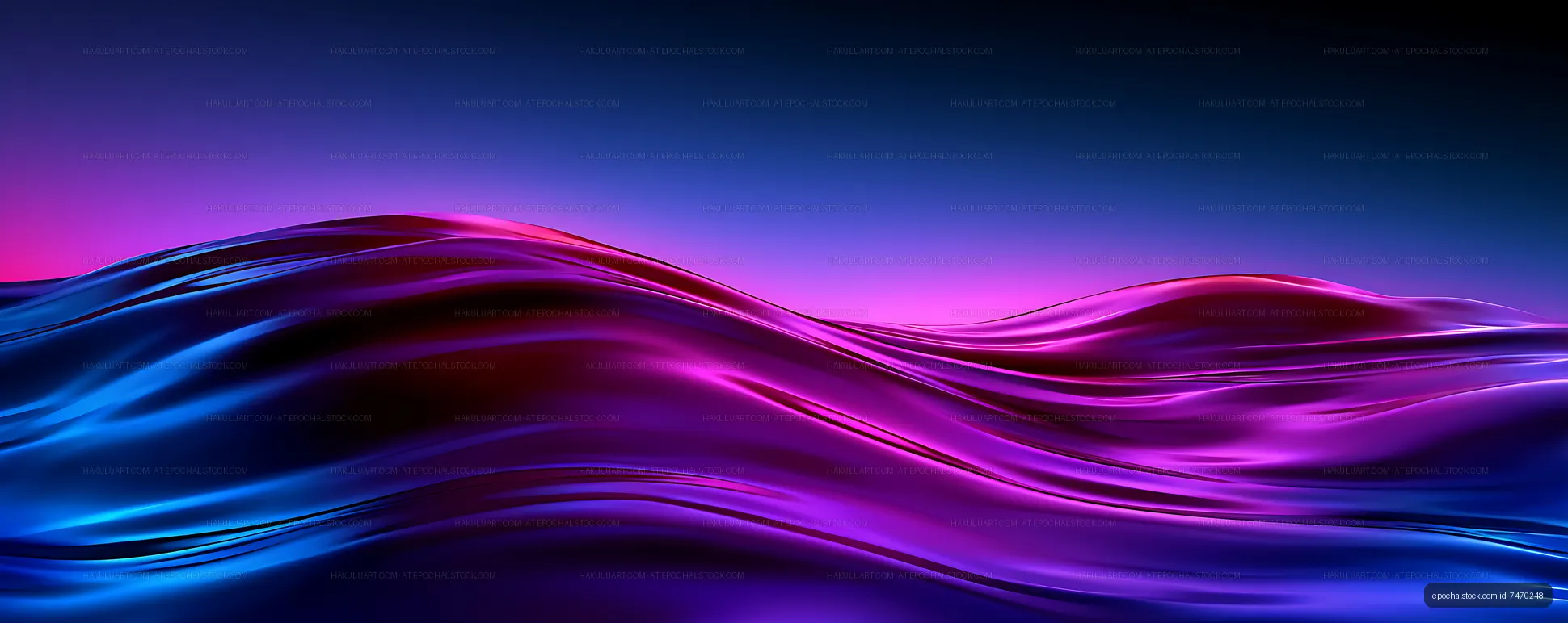 Vibrant abstract waves with blue and magenta light