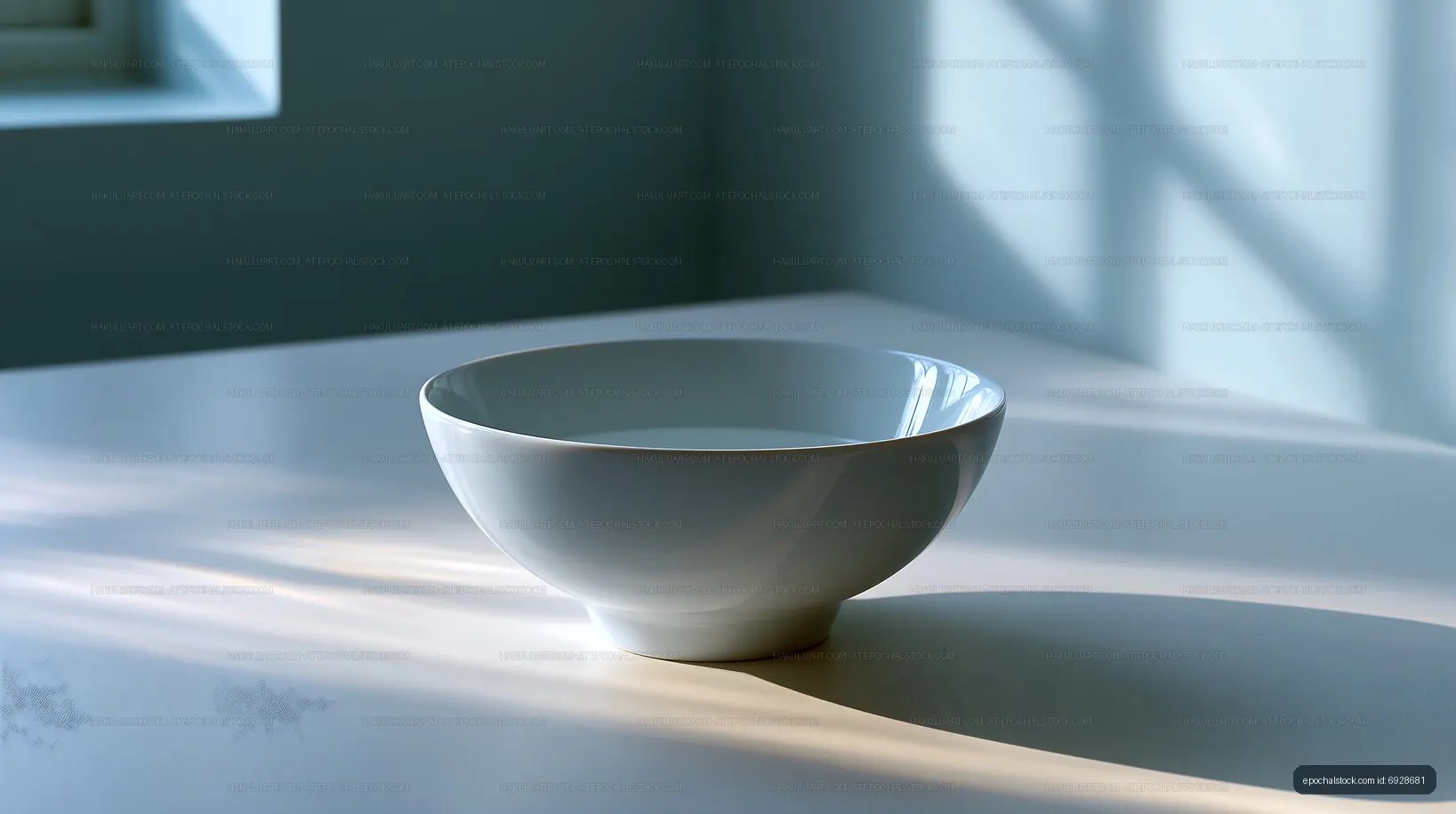 Minimal white bowl in soft natural window light