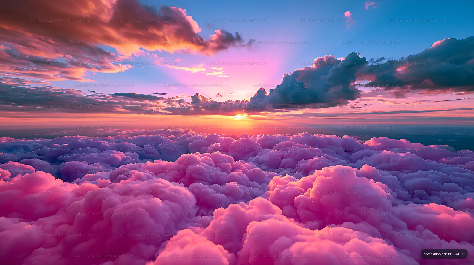 Dreamlike sunset above a luminous cloudscape