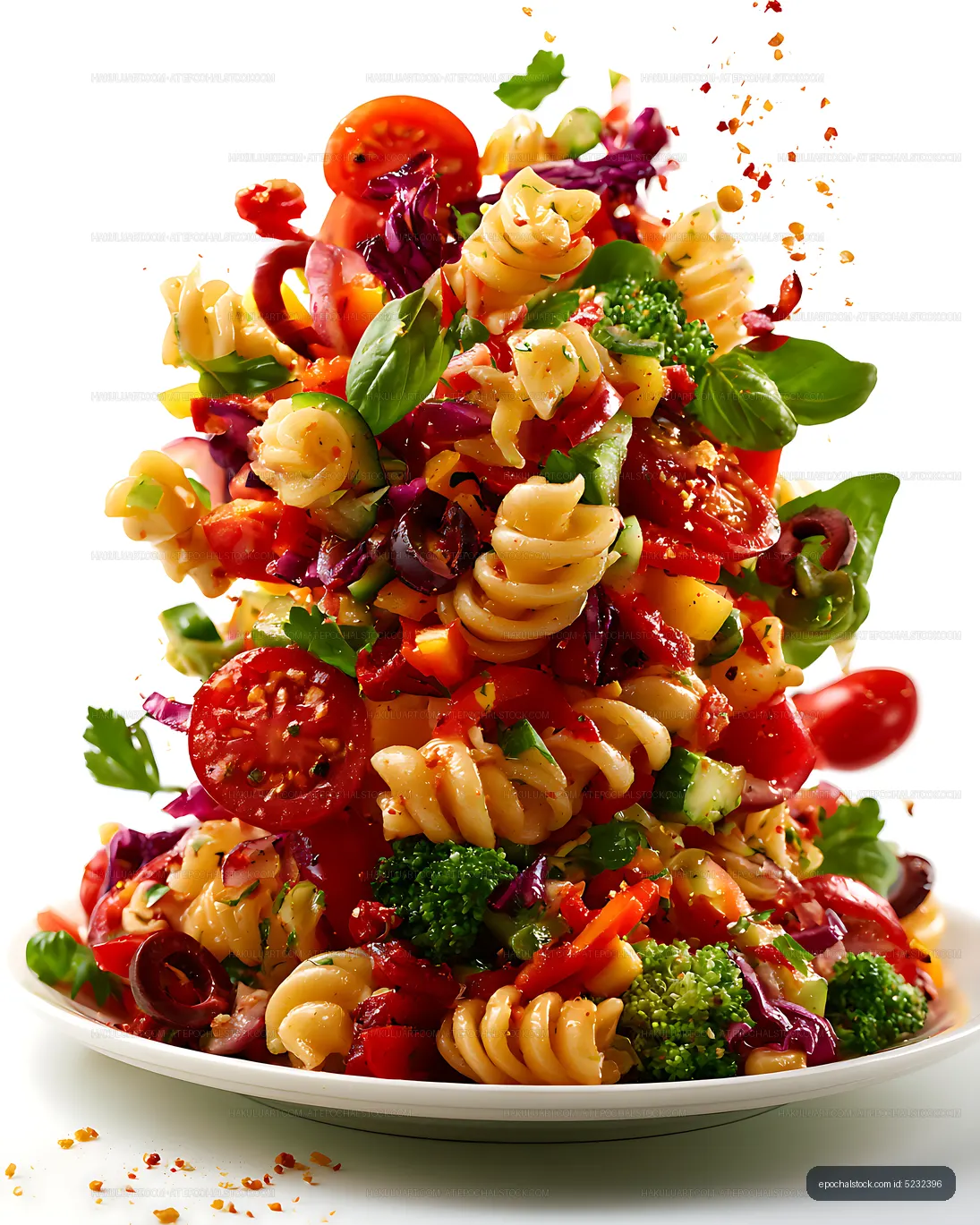 Vibrant vegetable pasta salad served on a plate