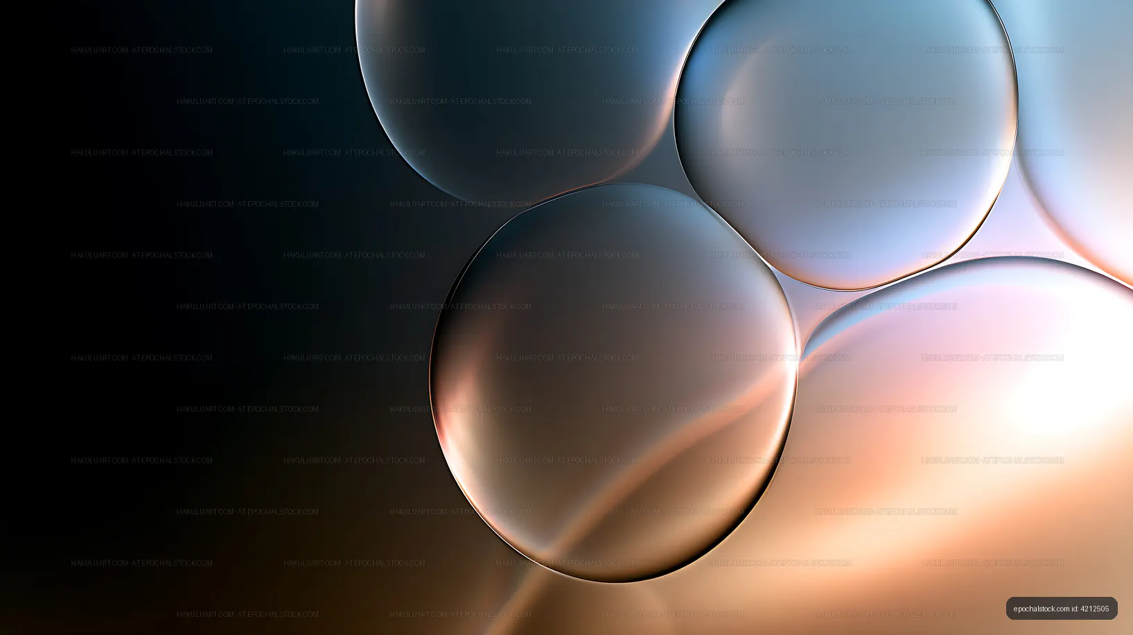 Abstract glowing spheres on a dark gradient