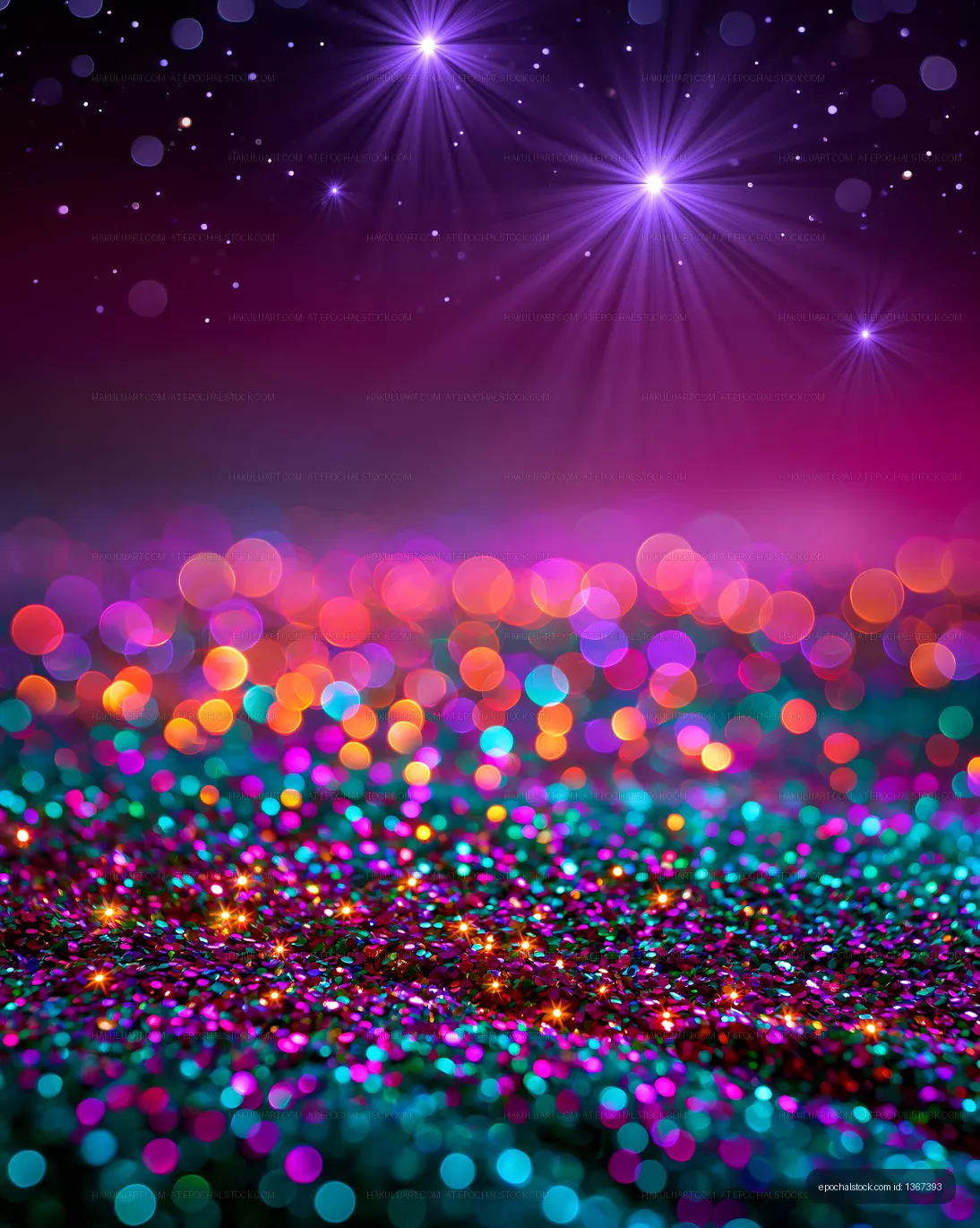 Abstract multicolored light field with bokeh and sparkles