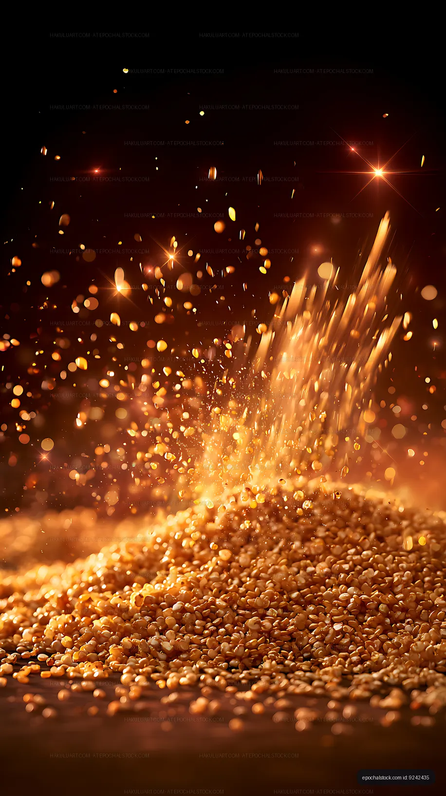 Warm glowing sparks over a textured surface