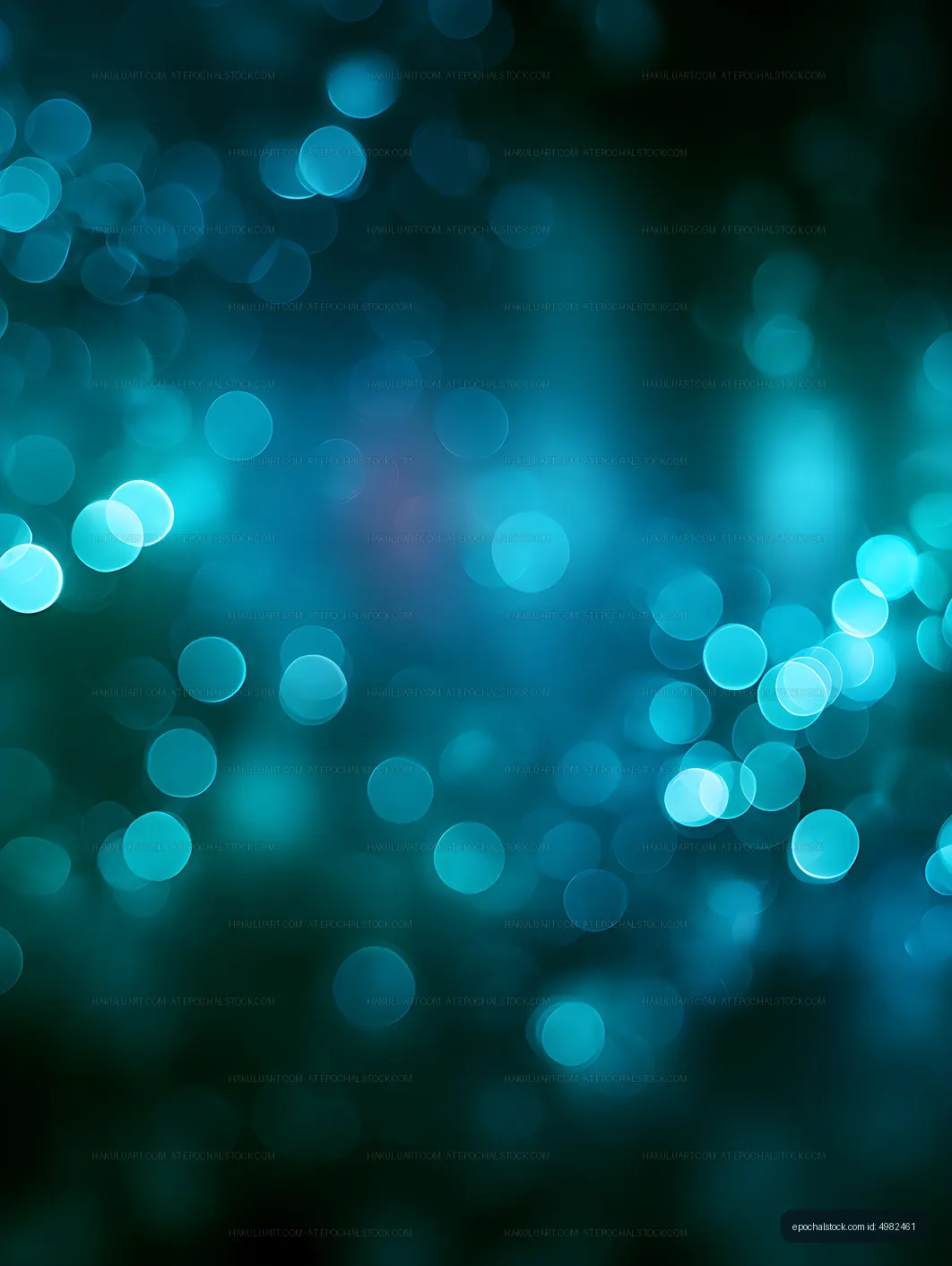 Turquoise bokeh lights on a dark abstract background