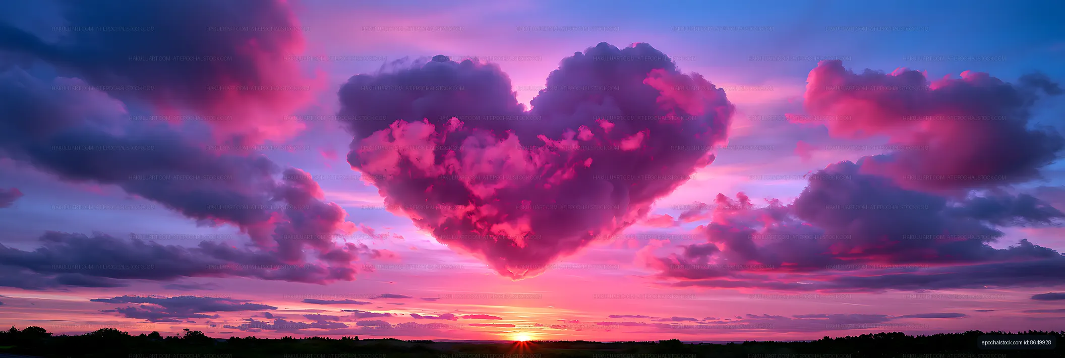 Heart-shaped cloud at sunset in the sky