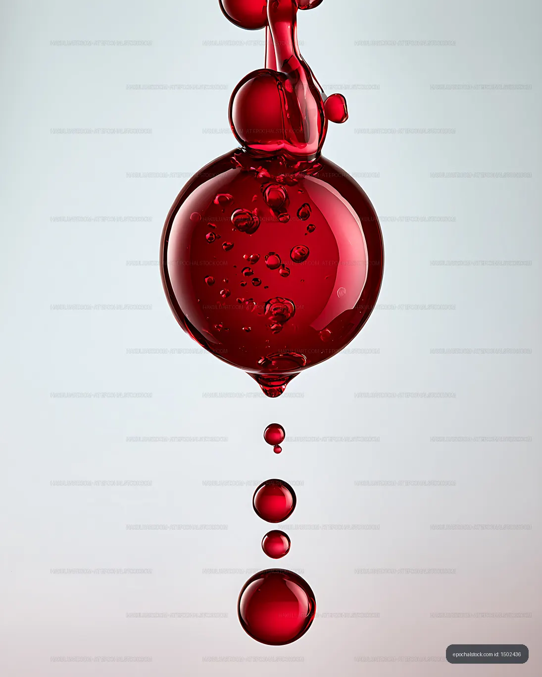 Red fluid sphere releasing droplets