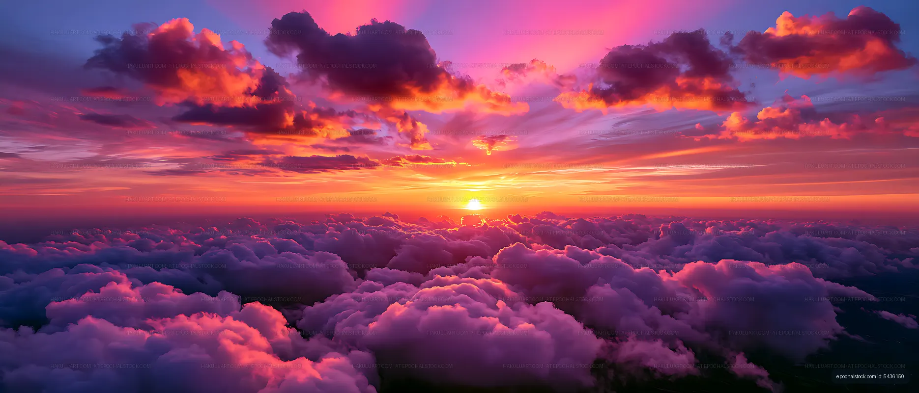 Dramatic pink and purple sunset cloudscape