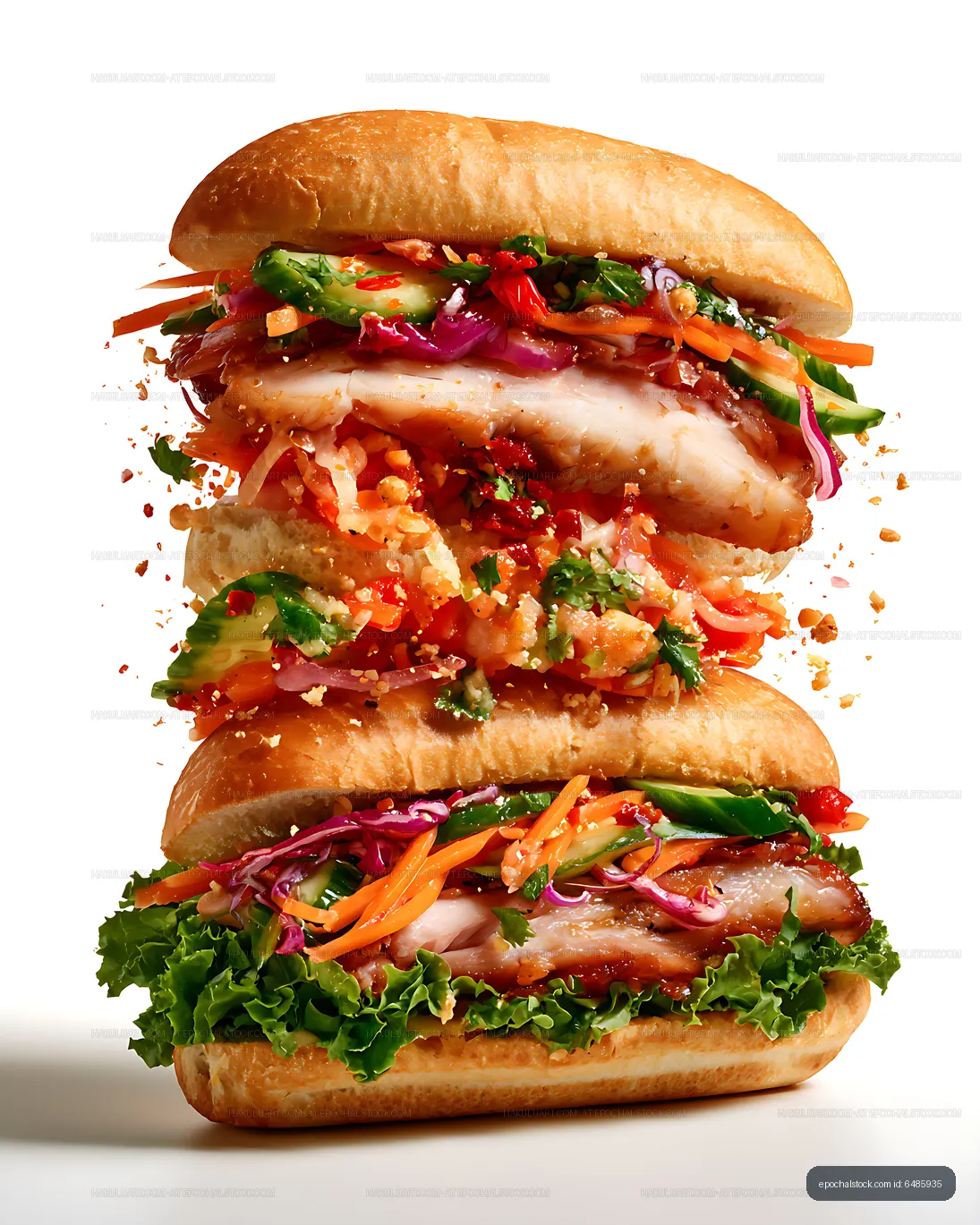Fresh vegetable and grilled meat sandwich