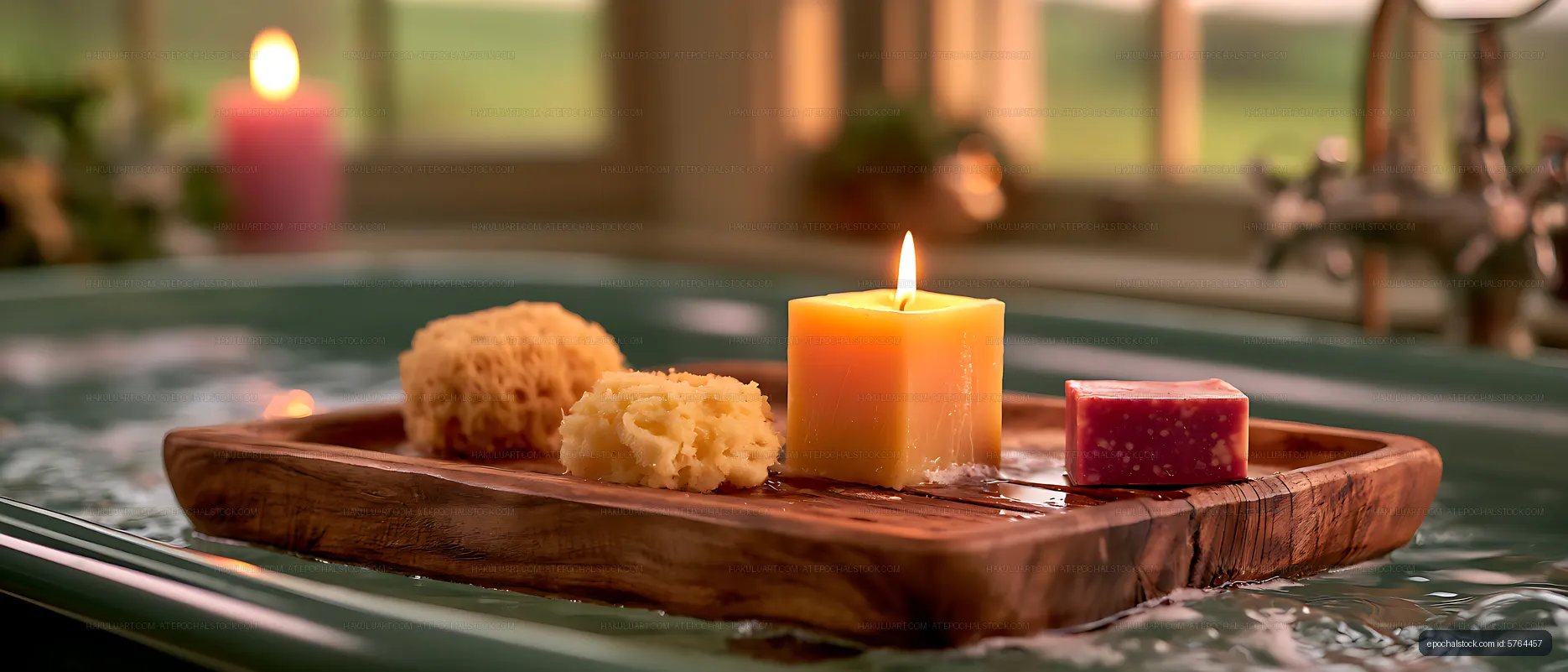 Candlelit Spa Tray on Rippling Water