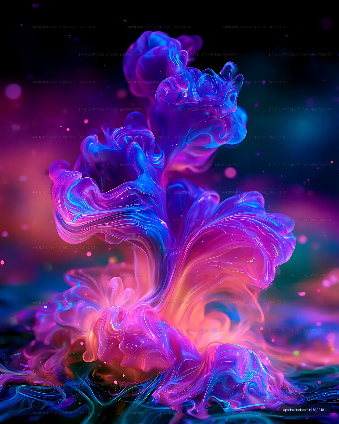 Glowing purple and blue abstract fluid artwork