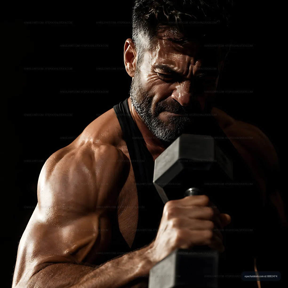 Man lifting dumbbell in gym during workout session