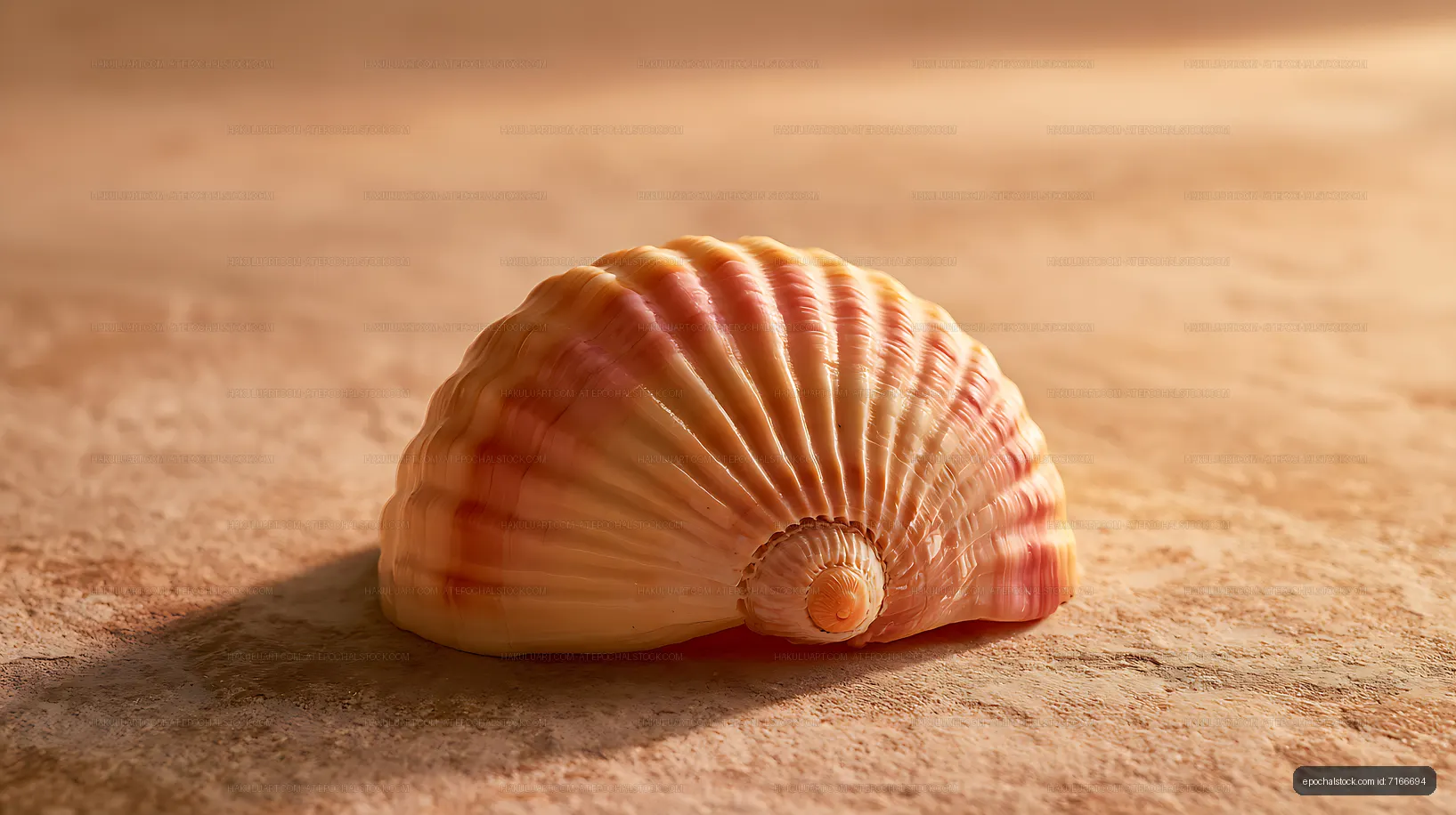 Detailed seashell on a sandy surface