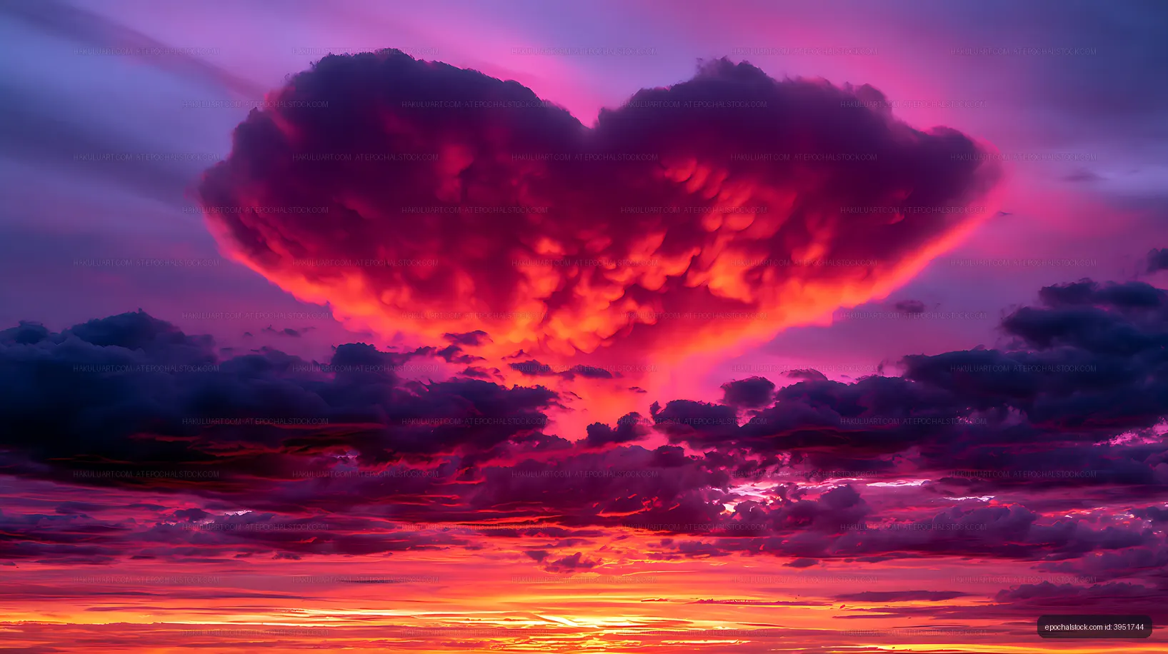 Vivid pink and orange sunset beneath dramatic storm clouds