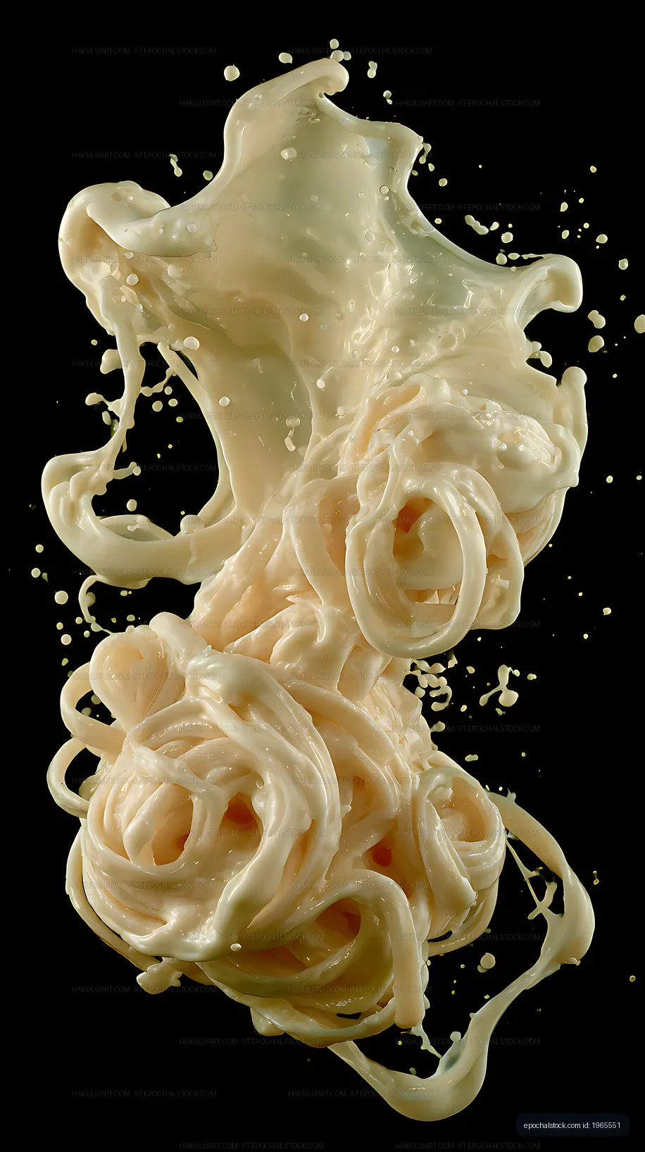 Dramatic creamy sauce and noodle splash