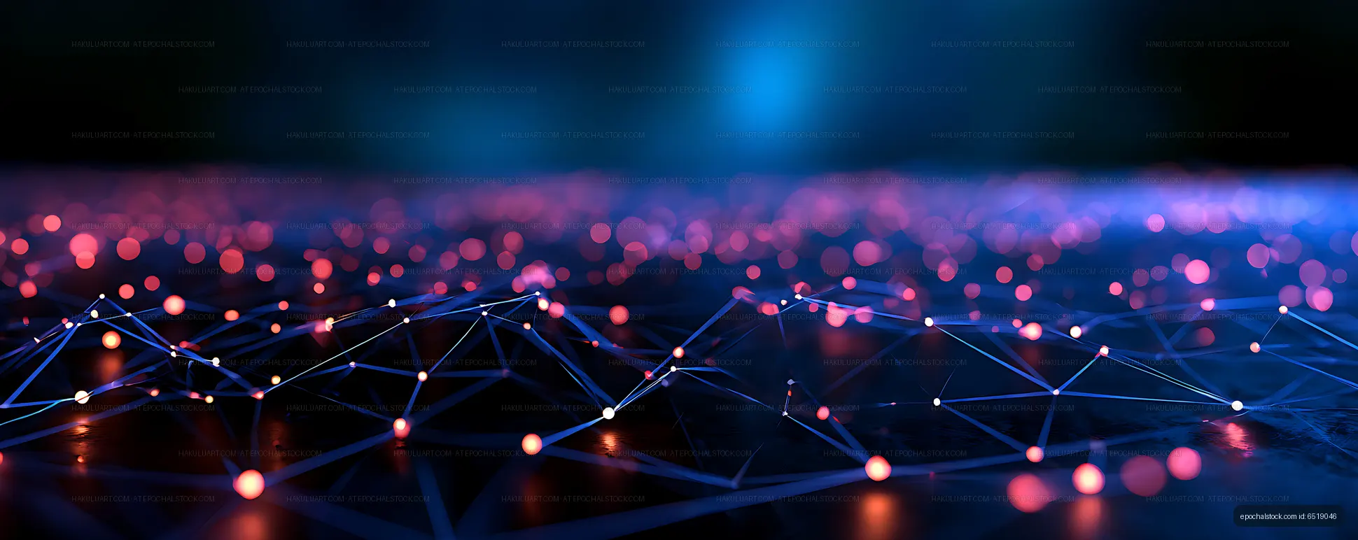 Futuristic abstract network with luminous colored nodes