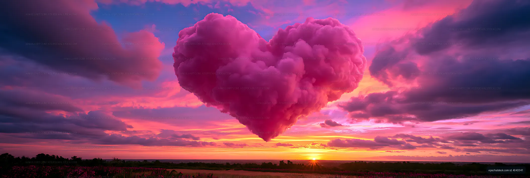Surreal magenta cloudscape at sunset