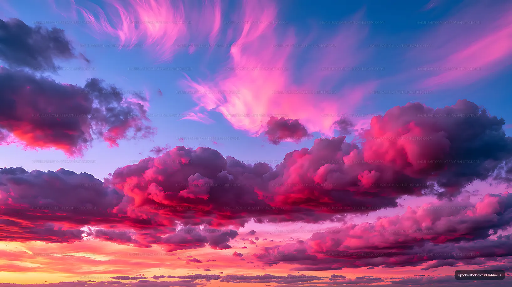 Dramatic pink and purple sunset clouds