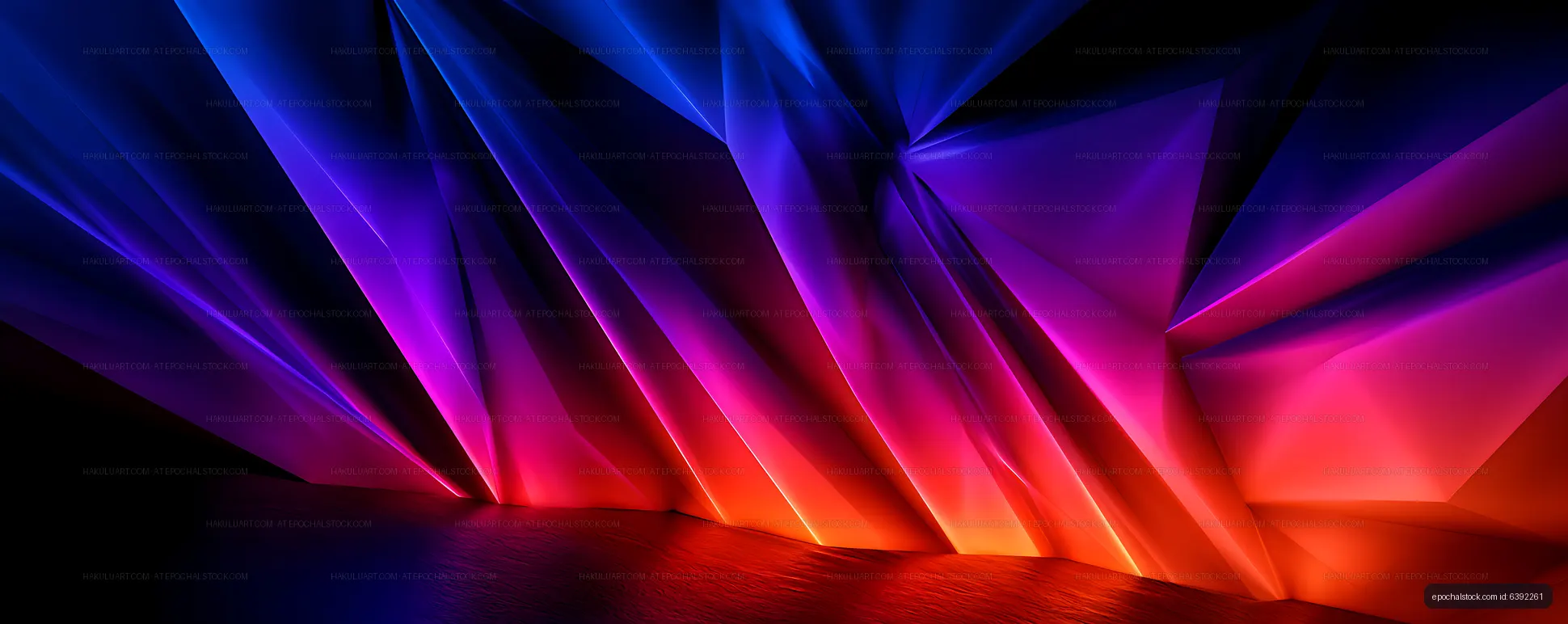 Abstract neon geometric shapes with vivid multicolor lighting