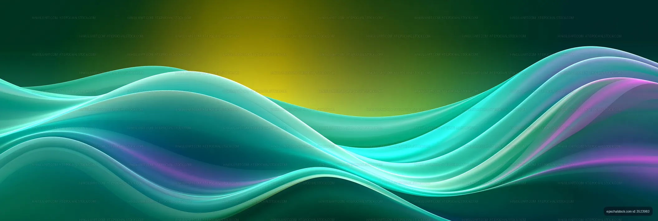 Abstract turquoise wave design with colorful glow