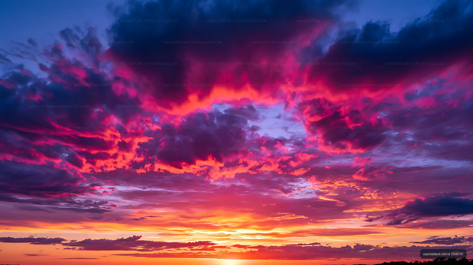 Colorful dramatic sunset cloudscape