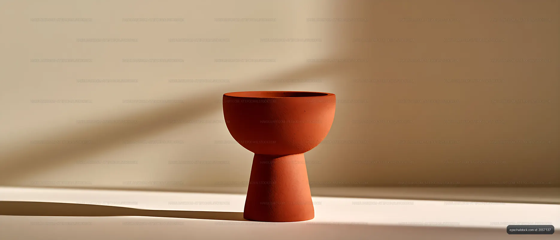 Red-orange ceramic vessel in dramatic natural light