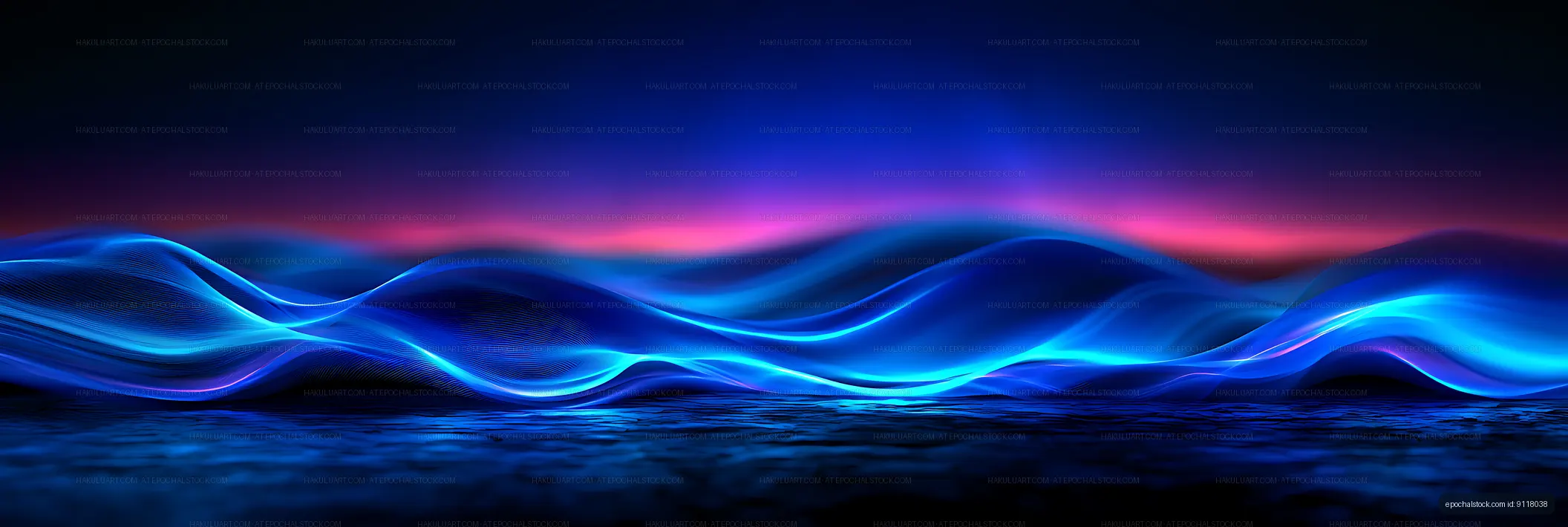 Neon blue light waves with pink highlights