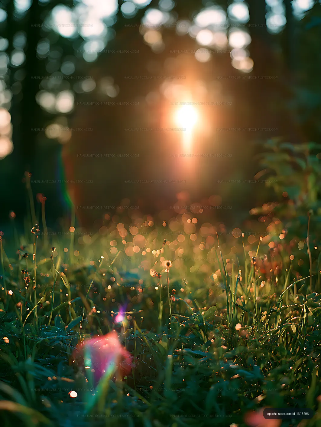 Soft golden sunlight through meadow grass
