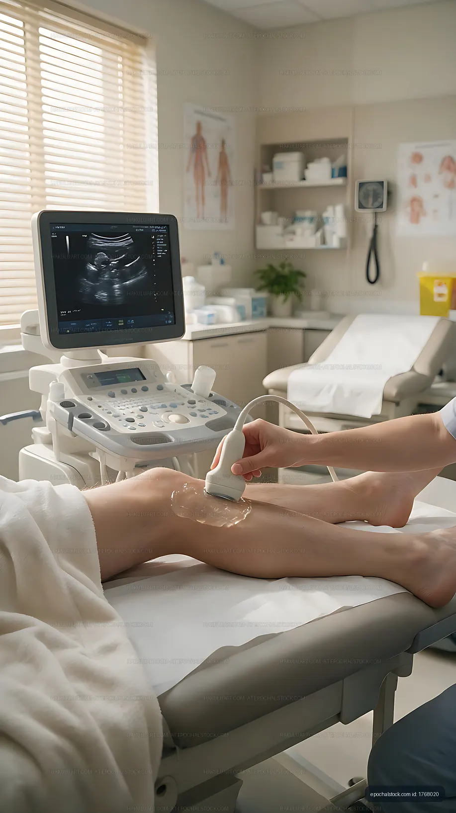 Ultrasound scan of a patient’s lower leg