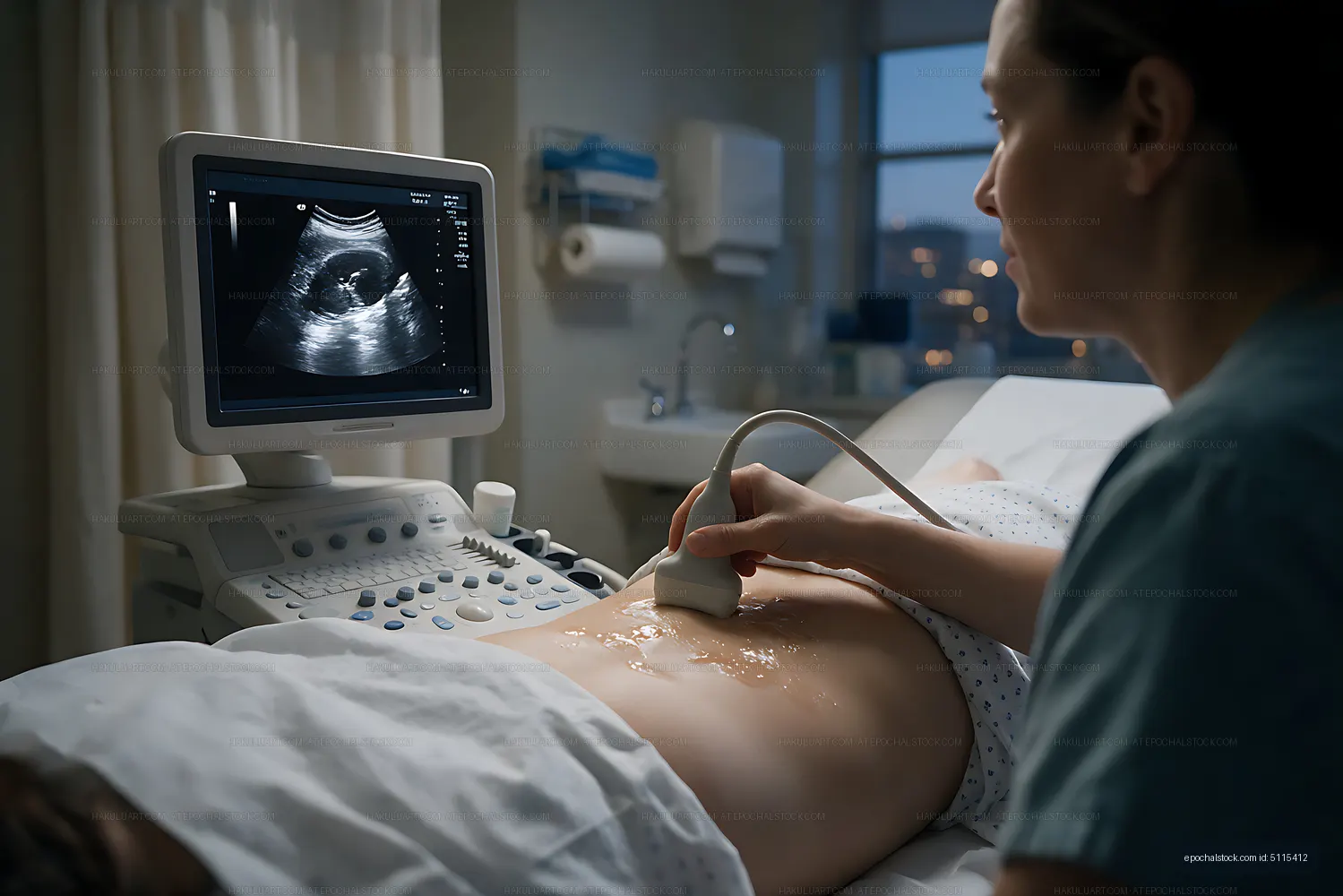 Ultrasound scan performed by a medical sonographer