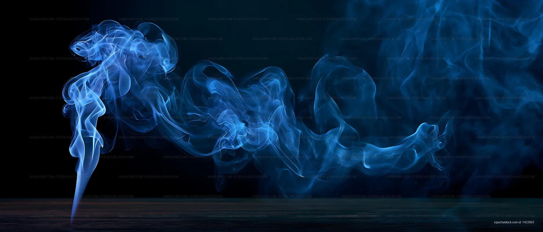 Luminous blue smoke drifting across a dark abstract background