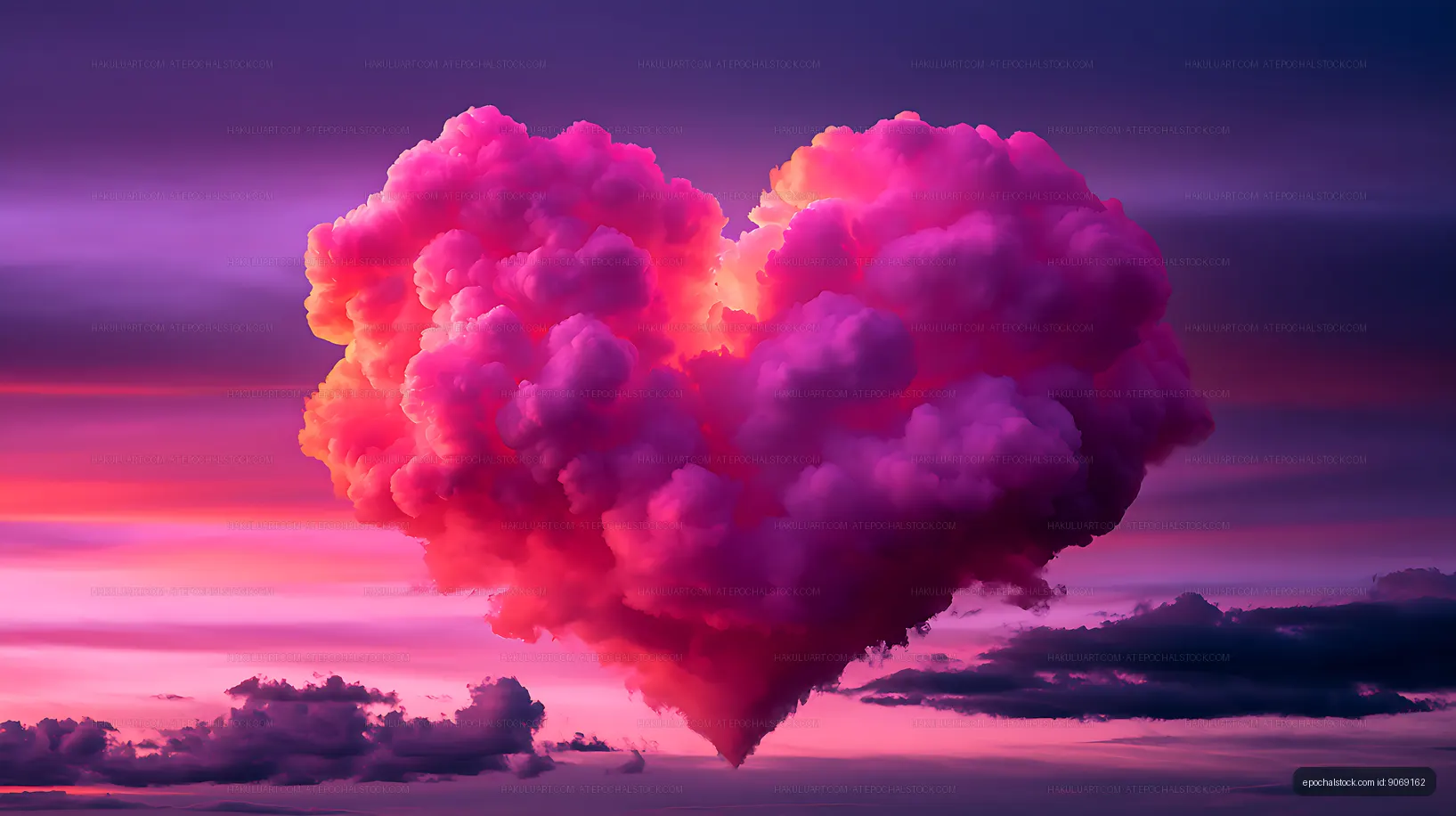 Pink and purple storm cloud in a glowing sunset sky