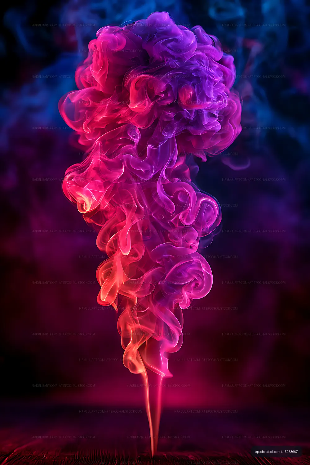 Neon colored smoke in an abstract vertical composition