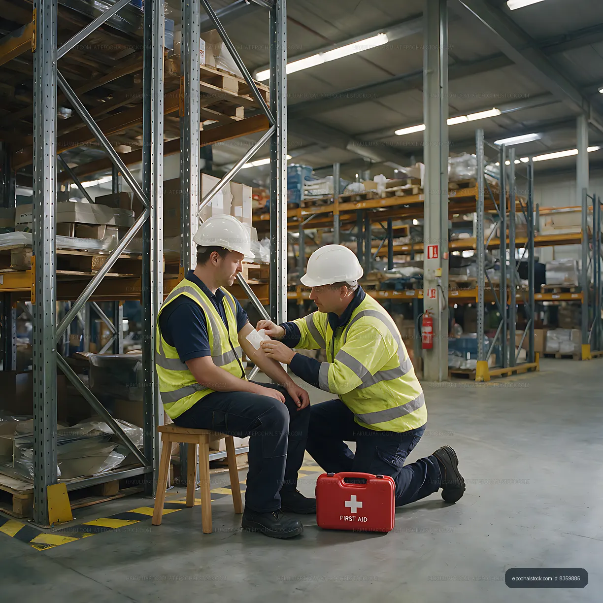 First aid assistance in a warehouse