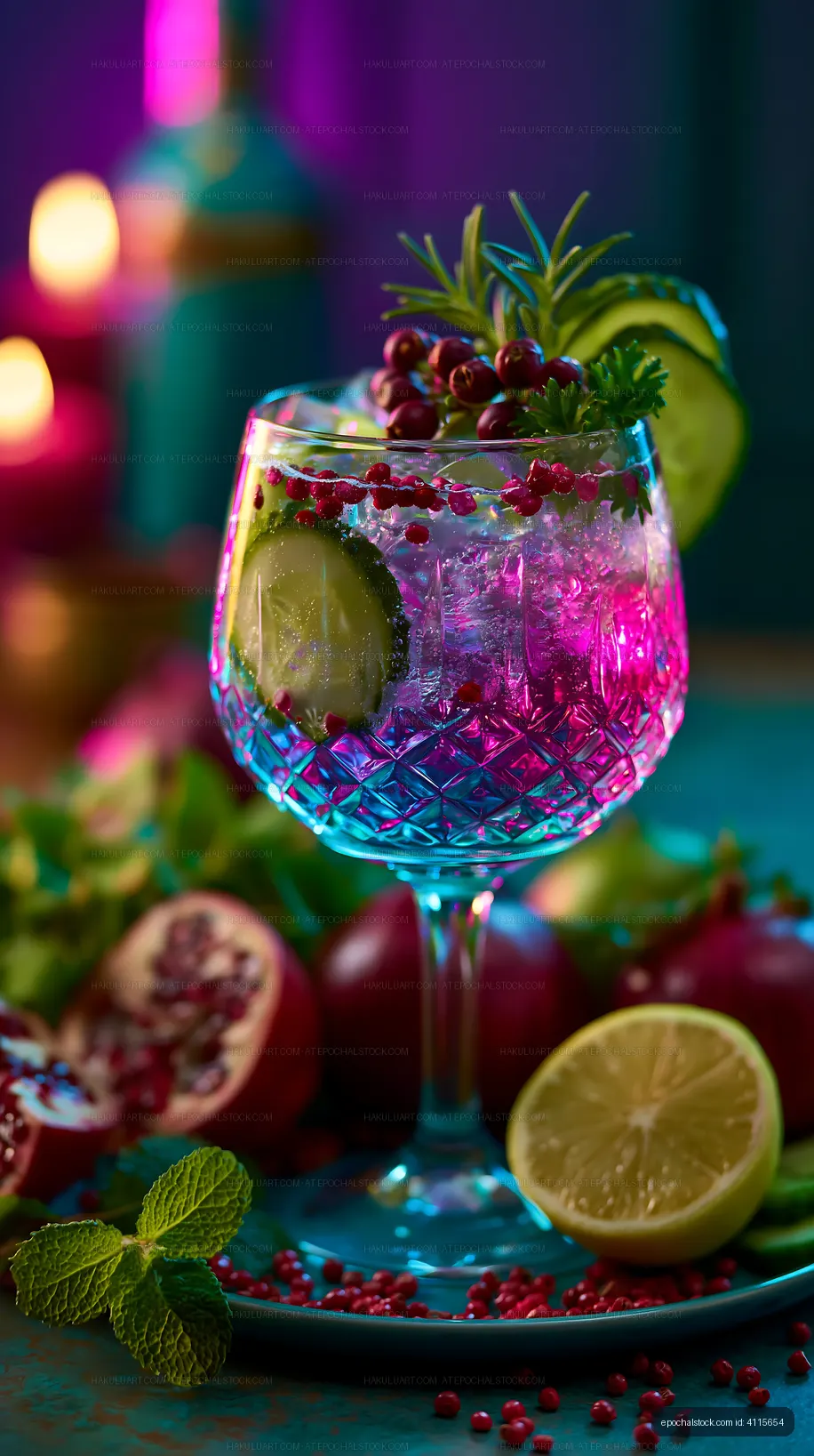 Cranberry lime beverage in a decorative glass