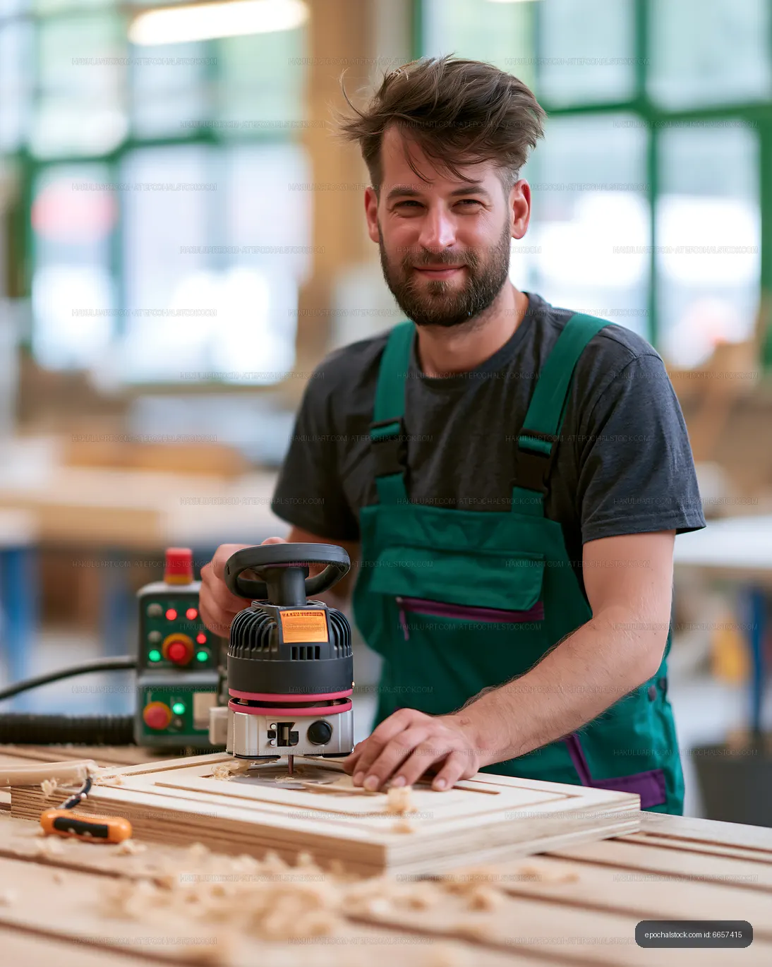 Craftsman Working with a Woodworking Router